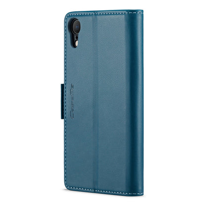 CASEME 023 Series For iPhone XR 6.1 inch Litchi Texture Leather Wallet Flip Stand Case RFID Blocking Phone Cover