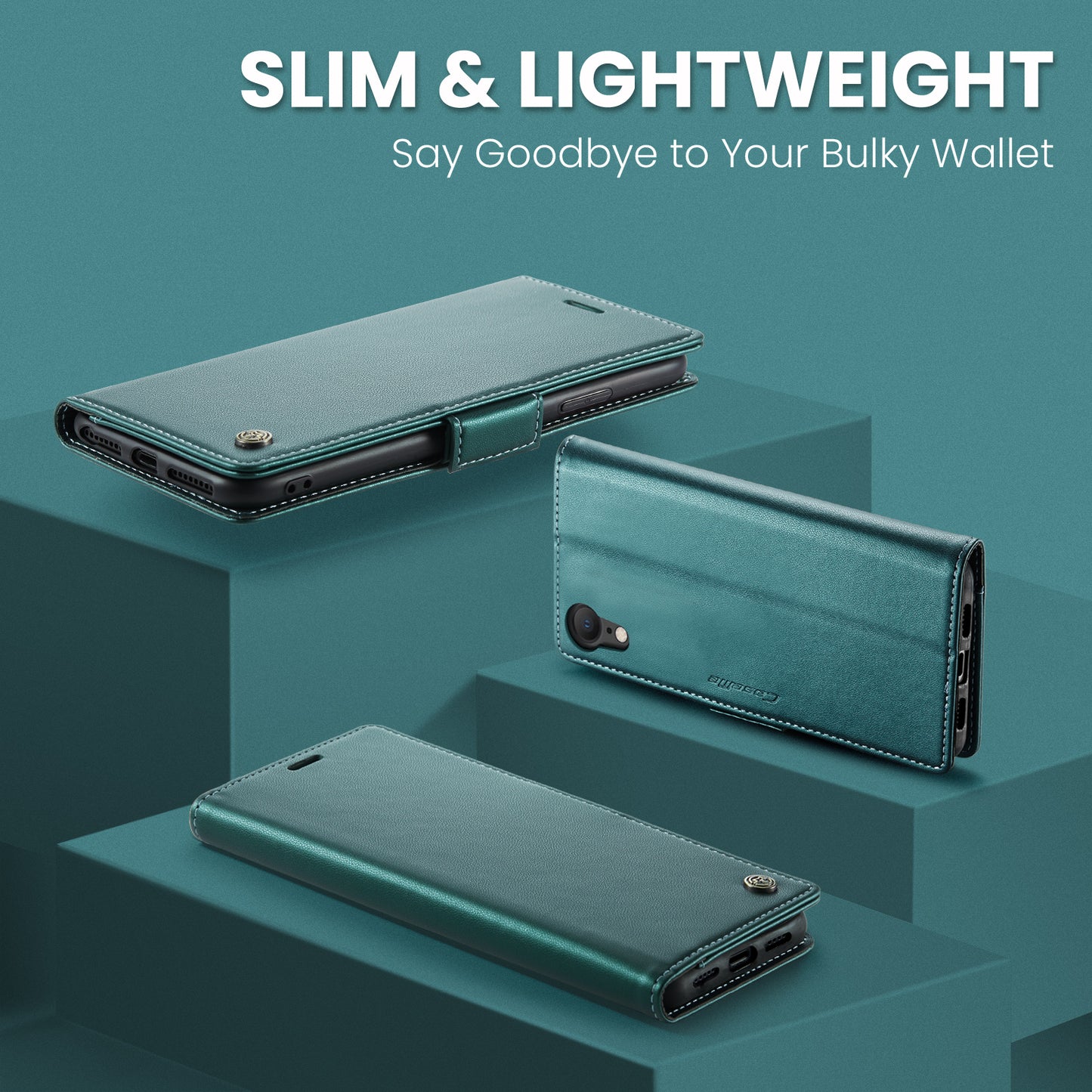 CASEME 023 Series For iPhone XR 6.1 inch Litchi Texture Leather Wallet Flip Stand Case RFID Blocking Phone Cover