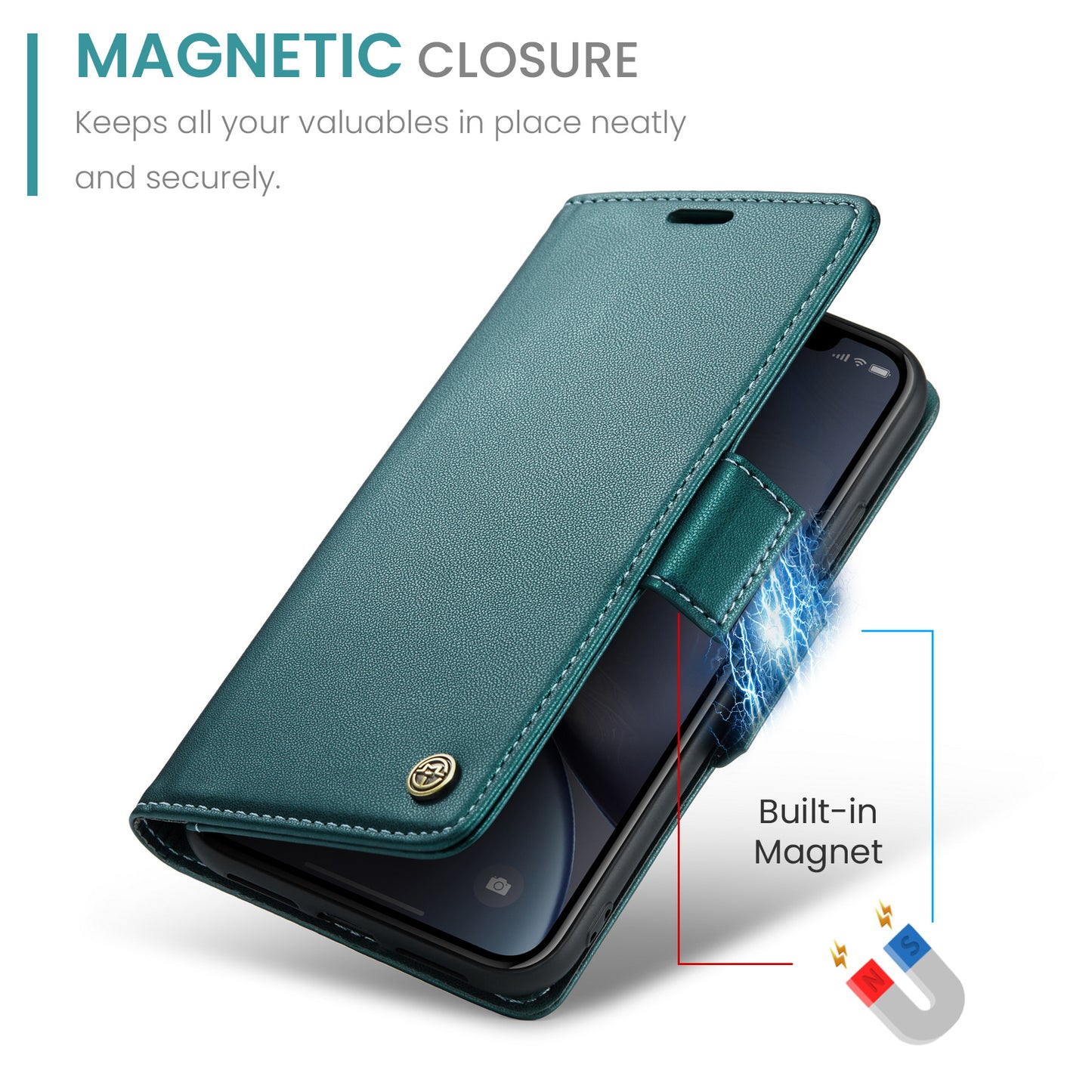 CASEME 023 Series For iPhone XR 6.1 inch Litchi Texture Leather Wallet Flip Stand Case RFID Blocking Phone Cover