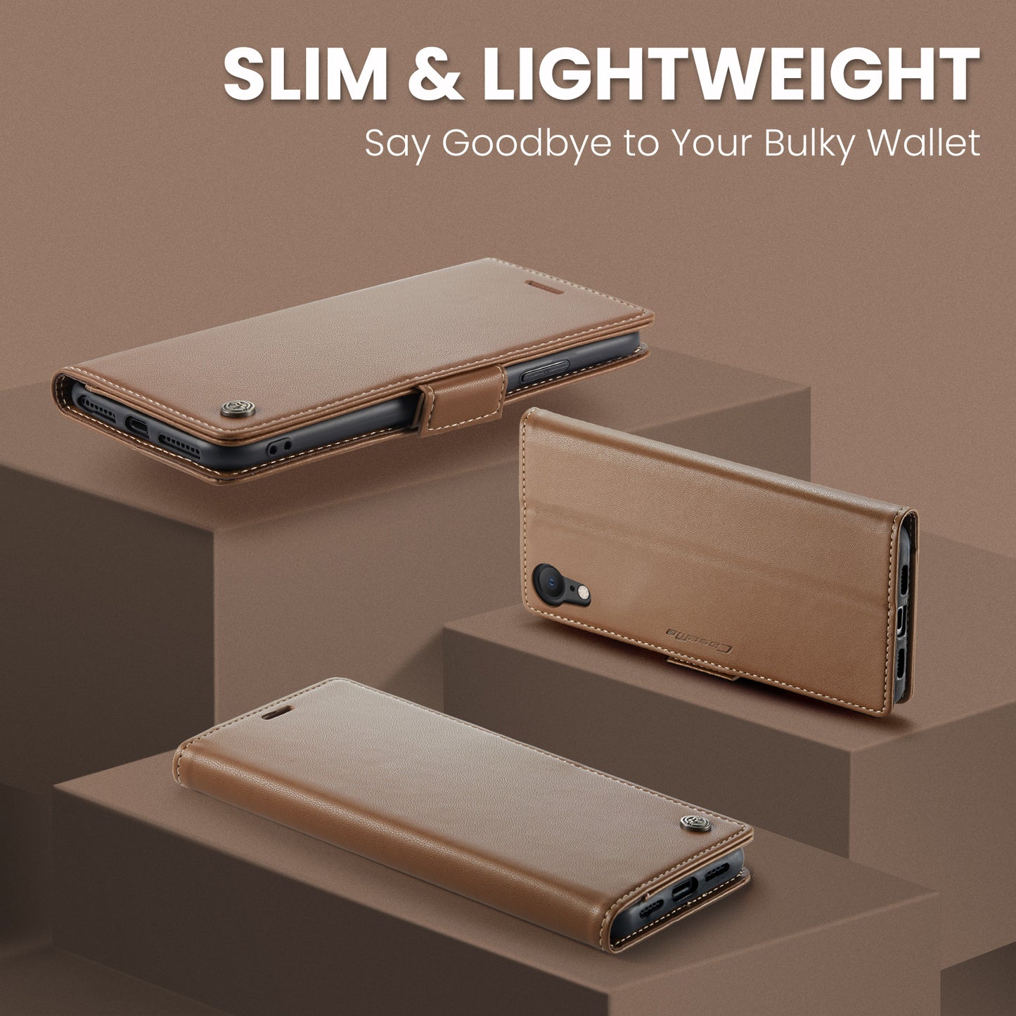 CASEME 023 Series For iPhone XR 6.1 inch Litchi Texture Leather Wallet Flip Stand Case RFID Blocking Phone Cover