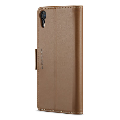 CASEME 023 Series For iPhone XR 6.1 inch Litchi Texture Leather Wallet Flip Stand Case RFID Blocking Phone Cover