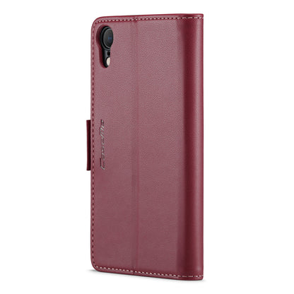 CASEME 023 Series For iPhone XR 6.1 inch Litchi Texture Leather Wallet Flip Stand Case RFID Blocking Phone Cover