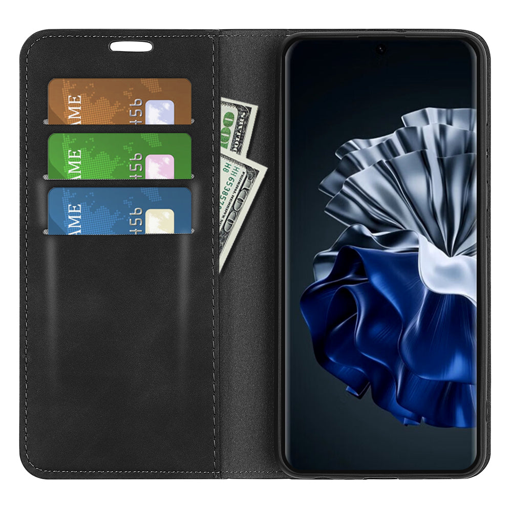 For Huawei P60 PU Leather Flip Wallet Case Skin-touch Stand Cell Phone Cover