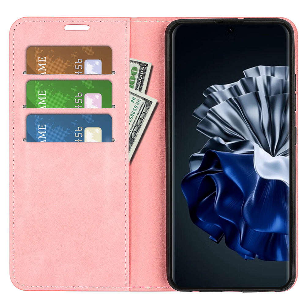 For Huawei P60 PU Leather Flip Wallet Case Skin-touch Stand Cell Phone Cover