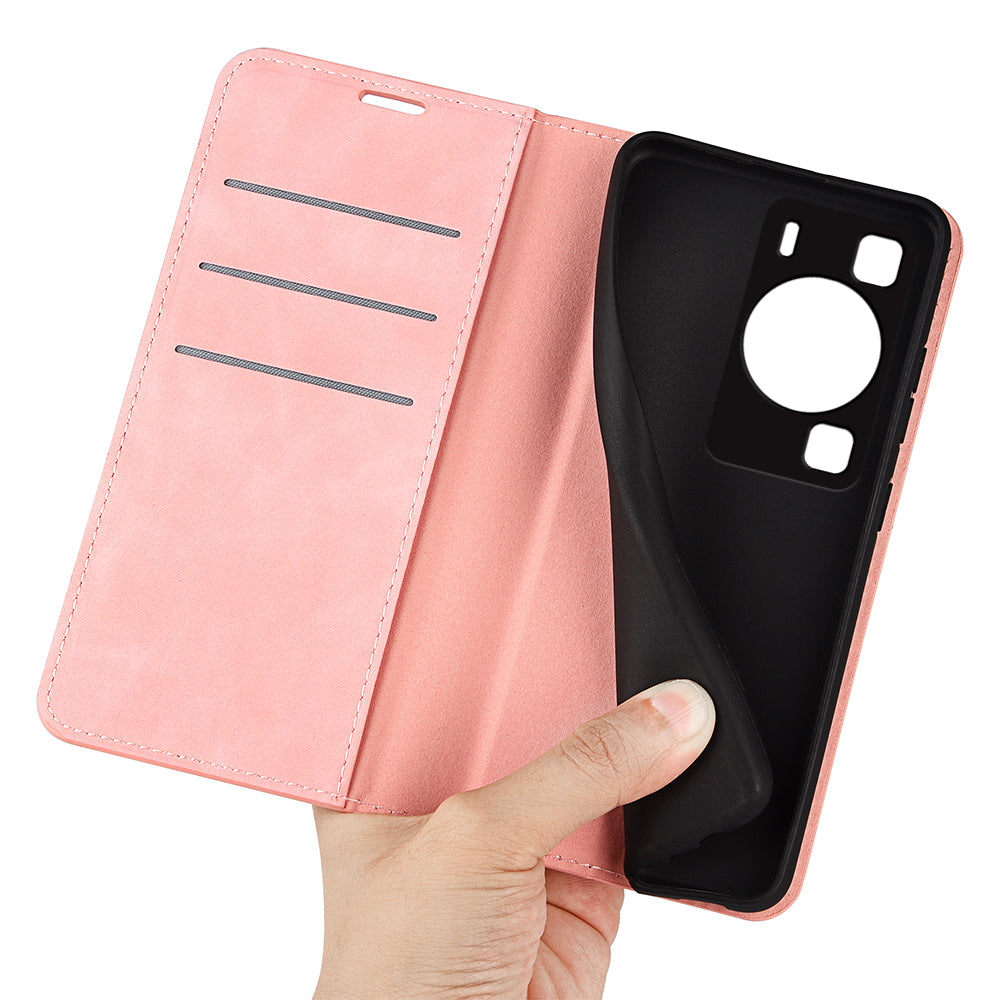 For Huawei P60 PU Leather Flip Wallet Case Skin-touch Stand Cell Phone Cover