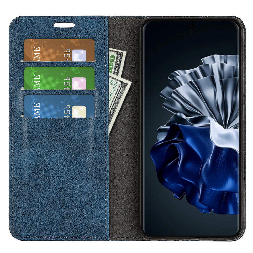 For Huawei P60 PU Leather Flip Wallet Case Skin-touch Stand Cell Phone Cover