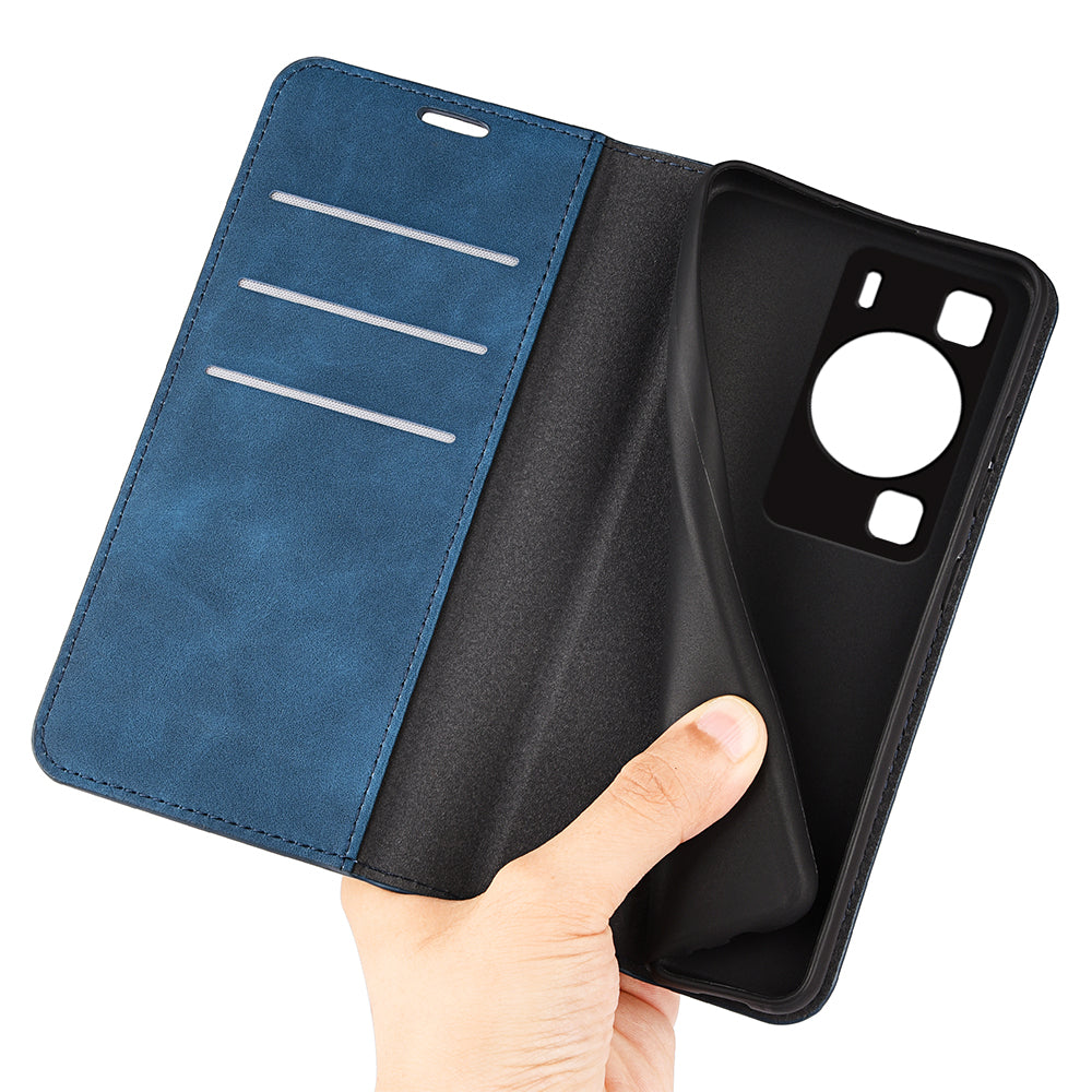For Huawei P60 PU Leather Flip Wallet Case Skin-touch Stand Cell Phone Cover