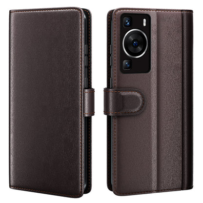 For Huawei P60 Magnetic Flip Phone Case Genuine Split Leather Wallet Stand Cover