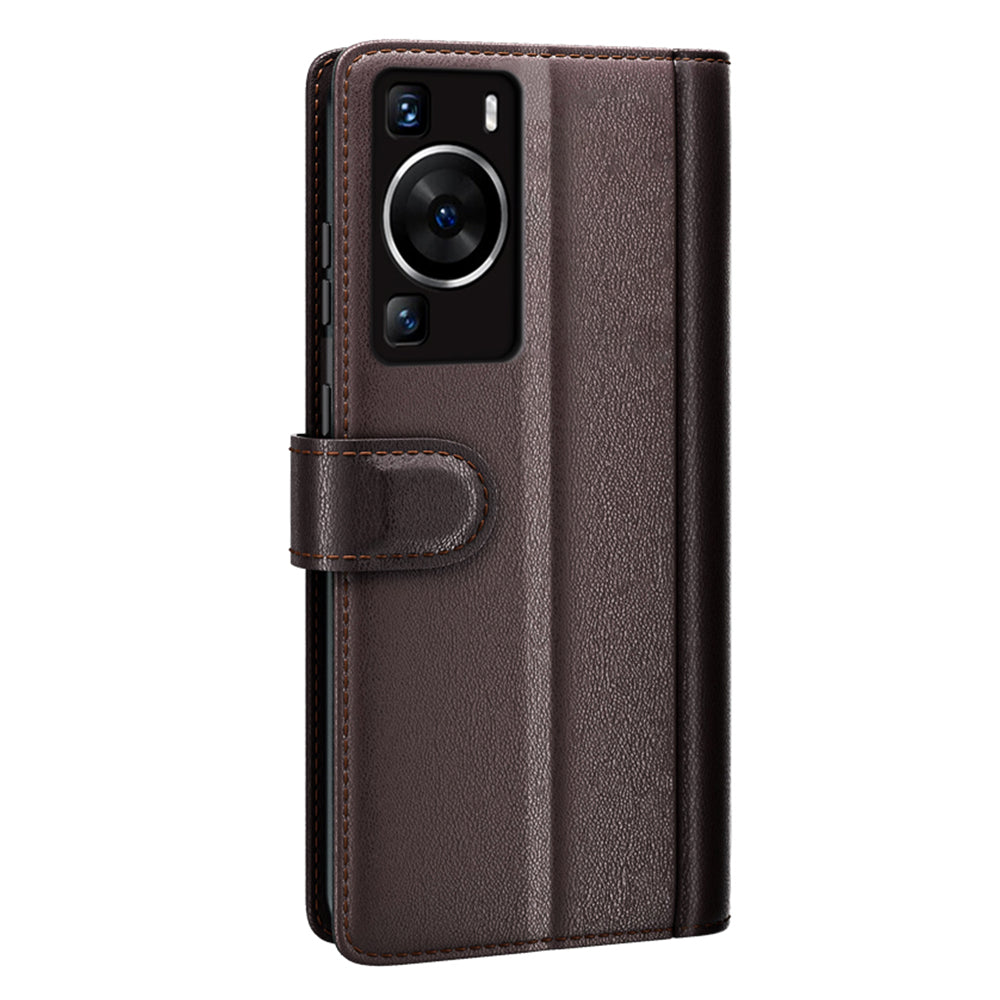 For Huawei P60 Magnetic Flip Phone Case Genuine Split Leather Wallet Stand Cover