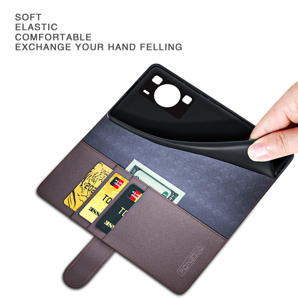 For Huawei P60 Magnetic Flip Phone Case Genuine Split Leather Wallet Stand Cover