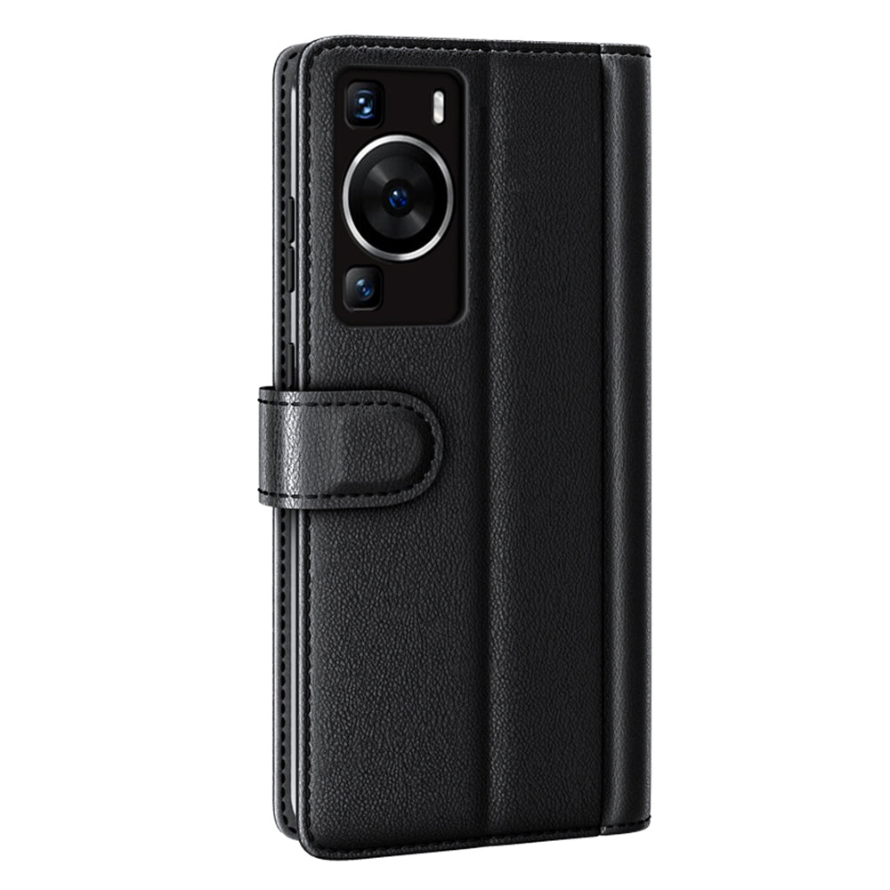 For Huawei P60 Magnetic Flip Phone Case Genuine Split Leather Wallet Stand Cover