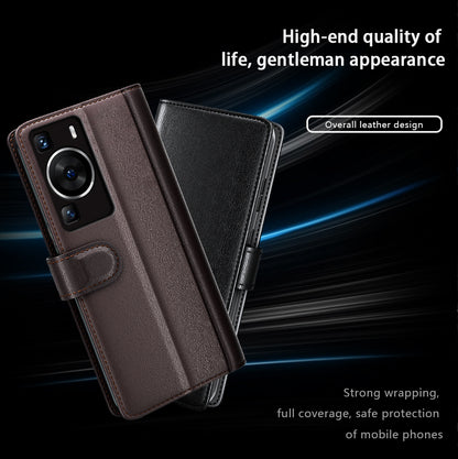 For Huawei P60 Magnetic Flip Phone Case Genuine Split Leather Wallet Stand Cover