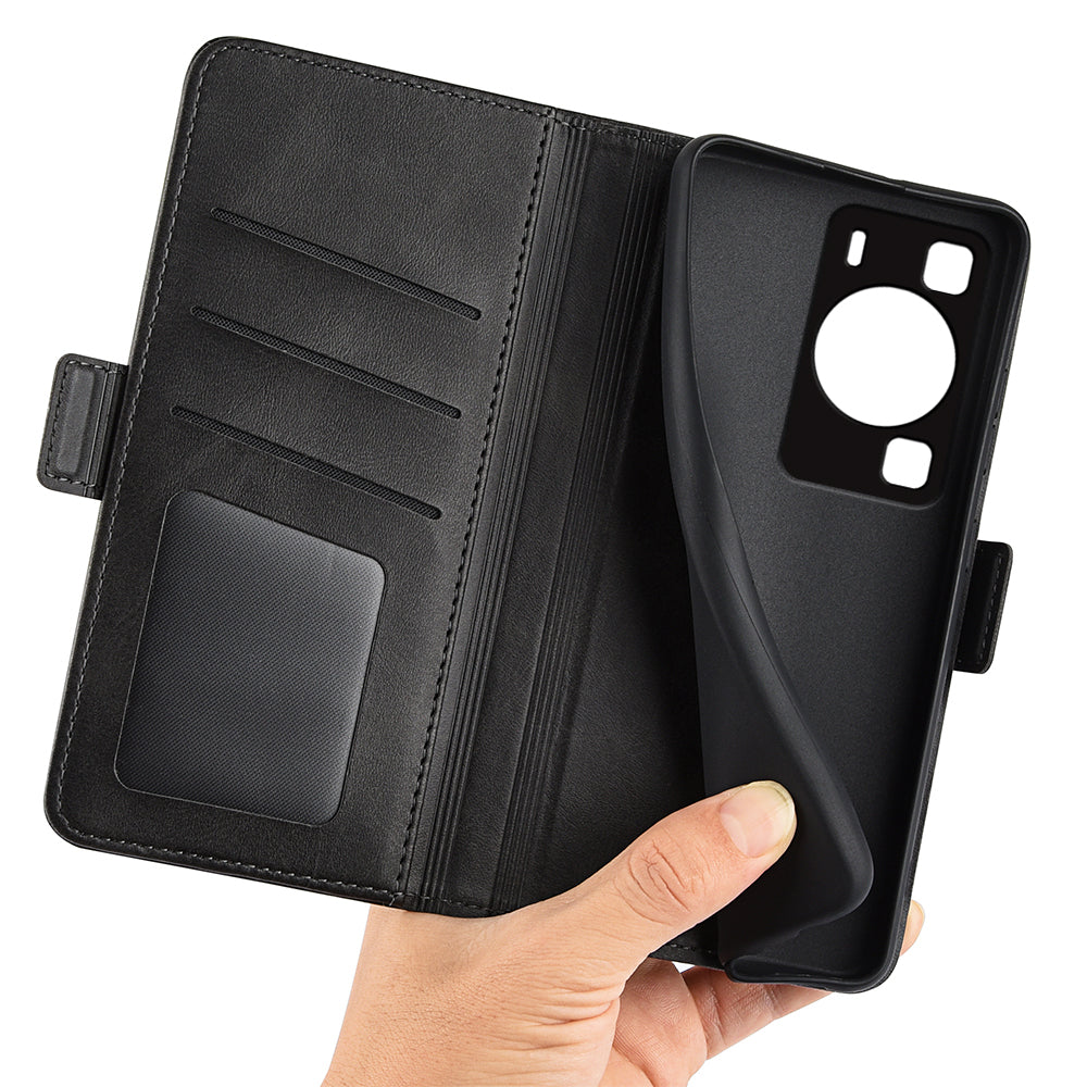 For Huawei P60 PU Leather Wallet Flip Phone Cover Calf Texture Stand Folio Cover