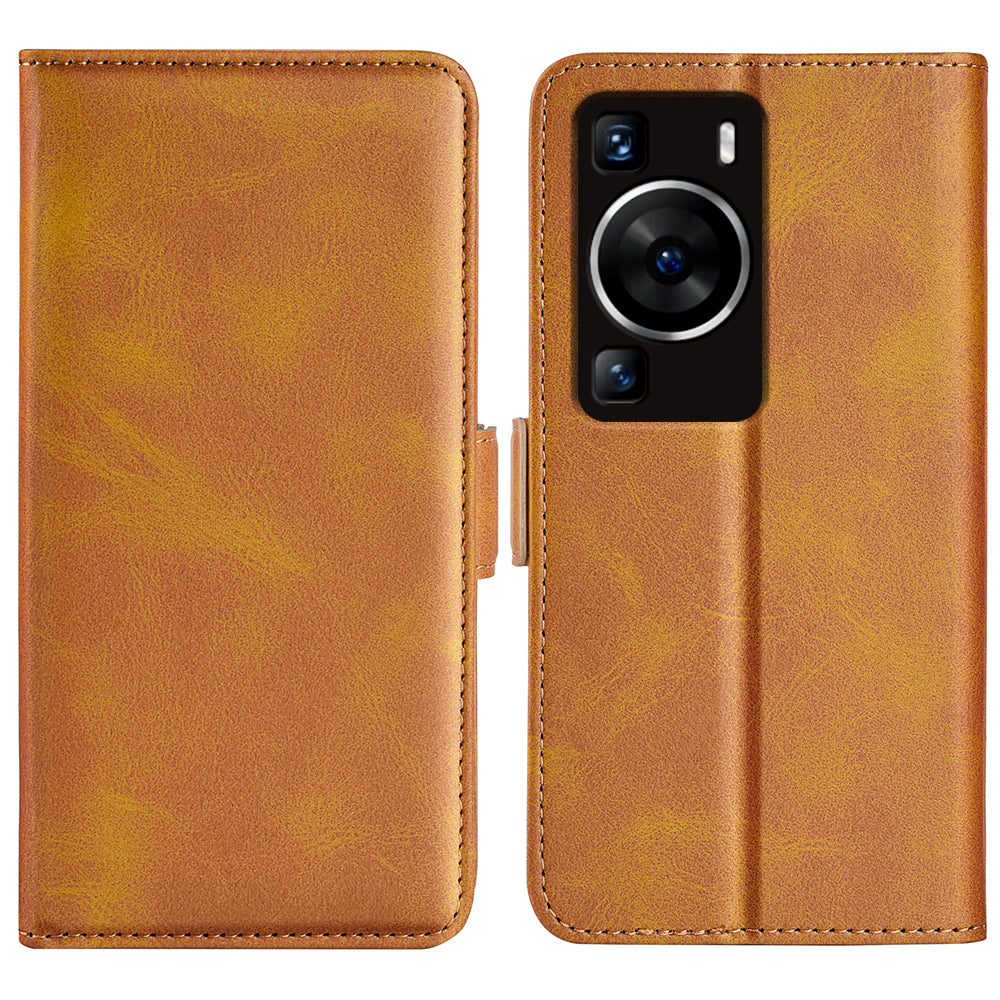For Huawei P60 PU Leather Wallet Flip Phone Cover Calf Texture Stand Folio Cover