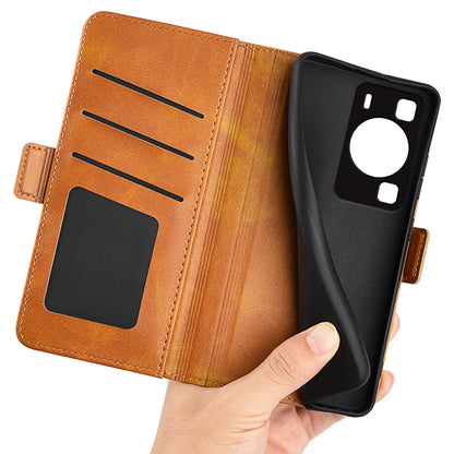 For Huawei P60 PU Leather Wallet Flip Phone Cover Calf Texture Stand Folio Cover