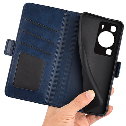 For Huawei P60 PU Leather Wallet Flip Phone Cover Calf Texture Stand Folio Cover