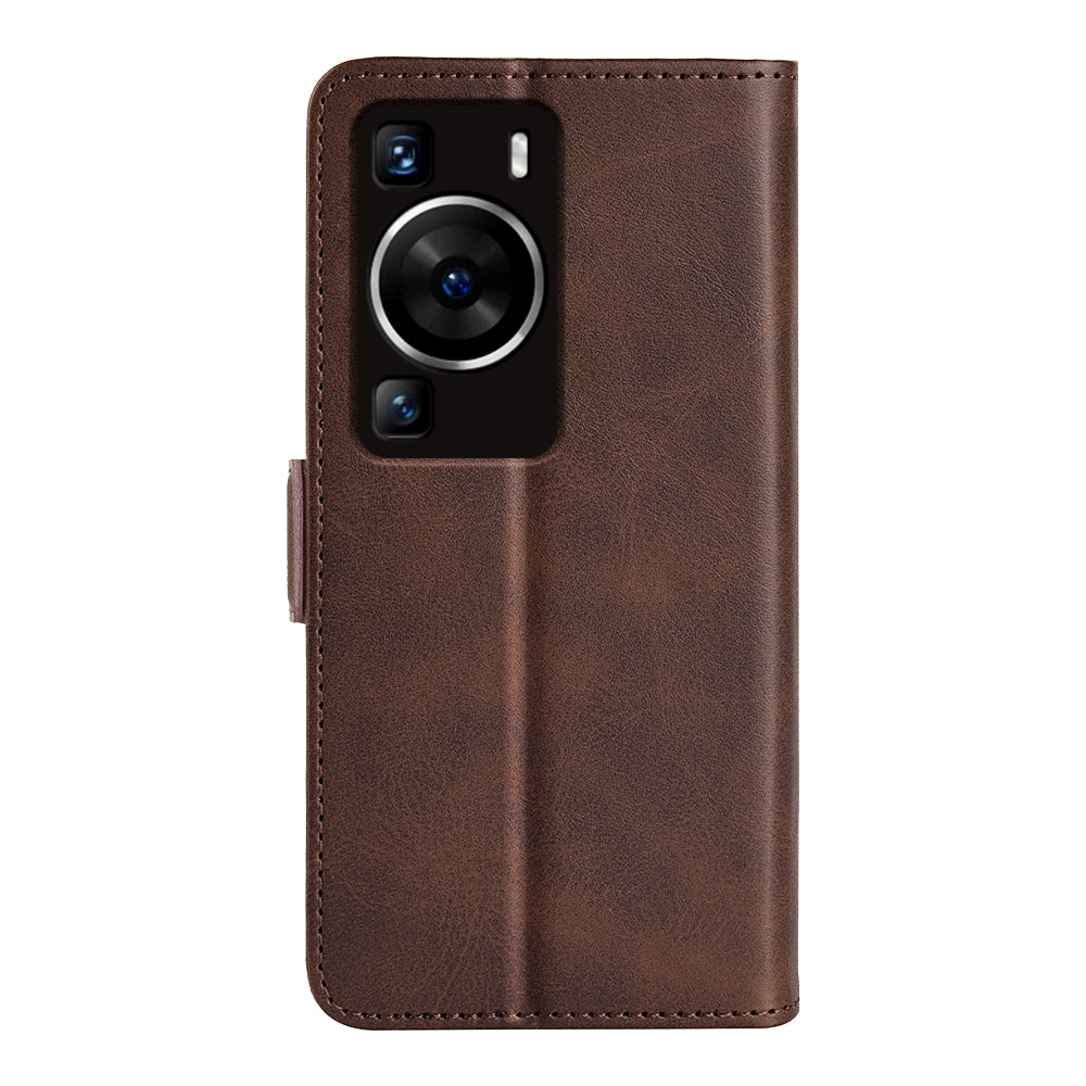 For Huawei P60 PU Leather Wallet Flip Phone Cover Calf Texture Stand Folio Cover