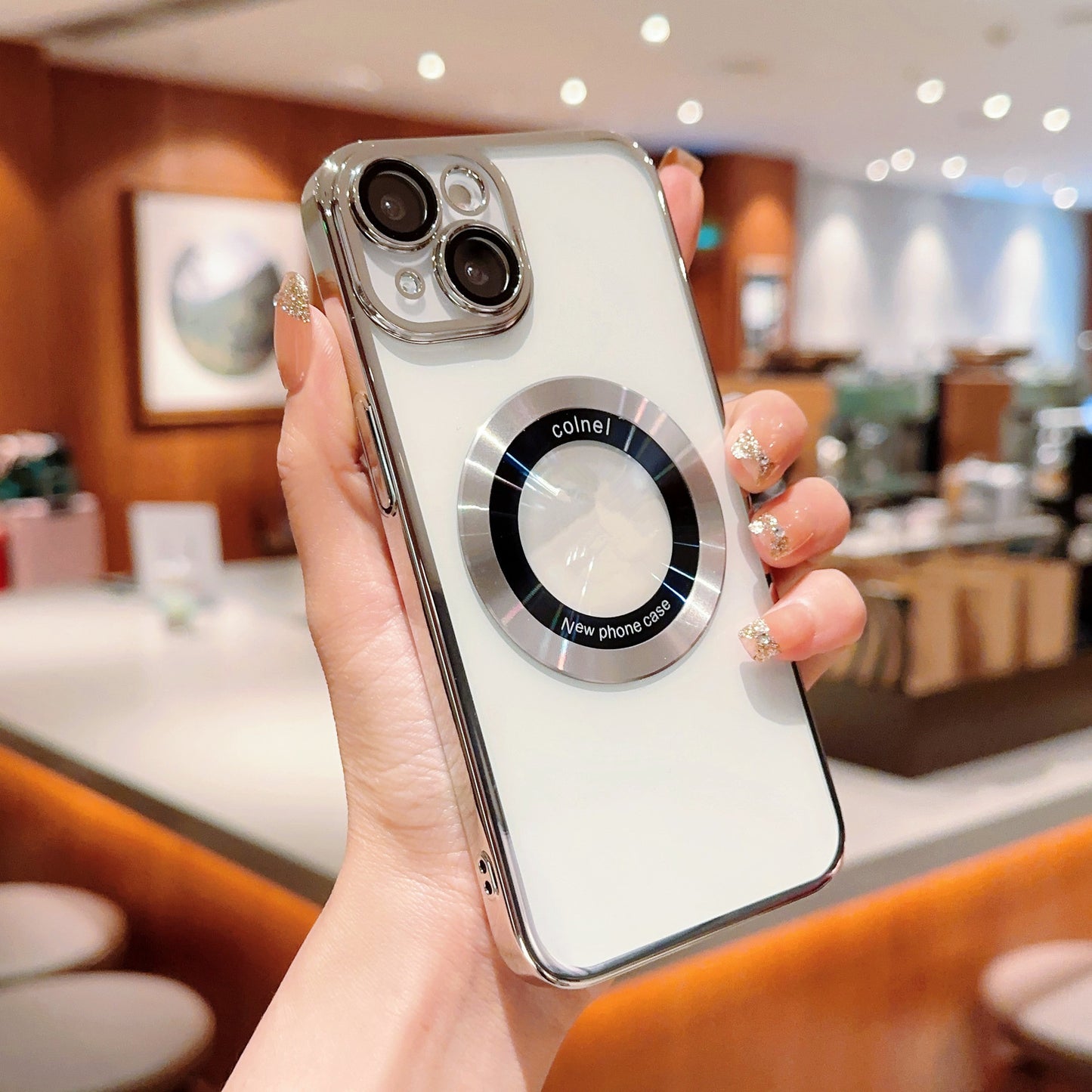 Clear Magnetic Case for iPhone 14 Plus , PC Electroplating Acrylic Magnifier Logo View Cover