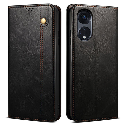 For Oppo A1 Pro 5G / A1 5G / F23 5G / A98 5G / Reno8 T 5G Leather Cell Phone Cover Waxy Crazy Horse Texture Stand Wallet Phone Case