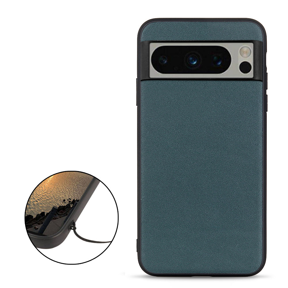 Phone Case for Google Pixel 8 Pro Textured Genuine Cowhide Leather Coated TPU Phone Cover