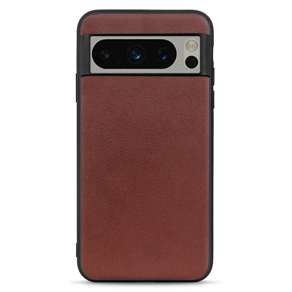 Phone Case for Google Pixel 8 Pro Textured Genuine Cowhide Leather Coated TPU Phone Cover