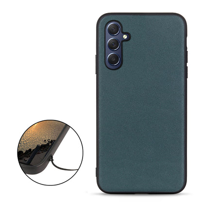 For Samsung Galaxy M54 5G / F54 5G Textured Genuine Cowhide Leather Coated TPU Phone Cover Protective Case
