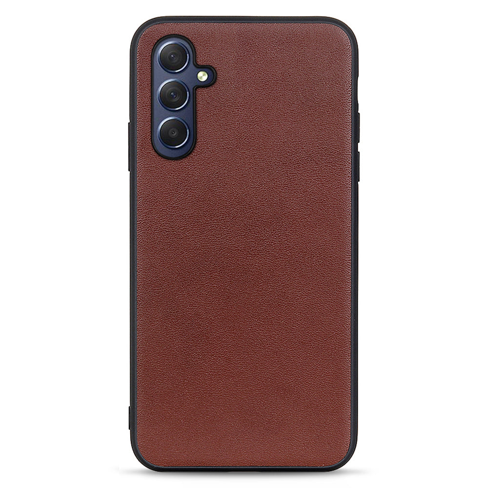 For Samsung Galaxy M54 5G / F54 5G Textured Genuine Cowhide Leather Coated TPU Phone Cover Protective Case