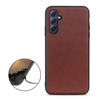 For Samsung Galaxy M54 5G / F54 5G Textured Genuine Cowhide Leather Coated TPU Phone Cover Protective Case