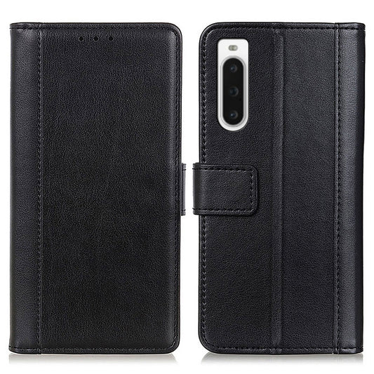 For Sony Xperia 10 V Glossy PU Leather Phone Case Magnetic Clasp Wallet Stand Protective Cover