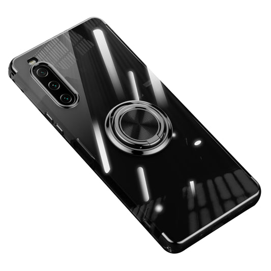For Sony Xperia 10 V Electroplating TPU Phone Case with Ring Kickstand Shockproof Back Cover