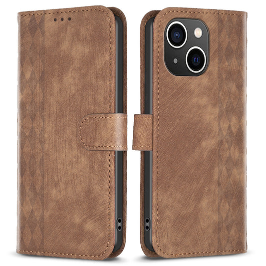 PU Leather Cover for iPhone 13 / 14 6.1 inch Imprinted Pattern Wallet Adjustable Stand Flip Phone Case