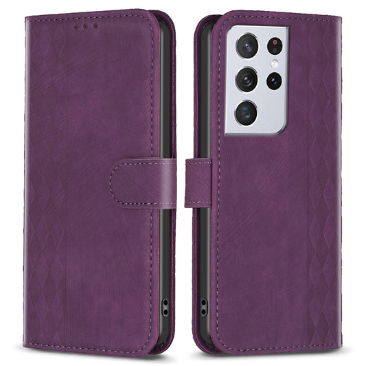 PU Leather Cover for Samsung Galaxy S21 Ultra 5G Anti-fall Imprinted Pattern Wallet Stand Phone Case