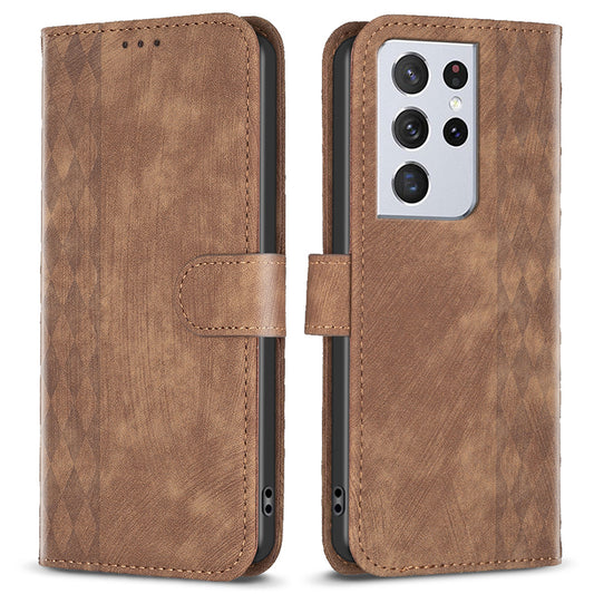 PU Leather Cover for Samsung Galaxy S21 Ultra 5G Anti-fall Imprinted Pattern Wallet Stand Phone Case