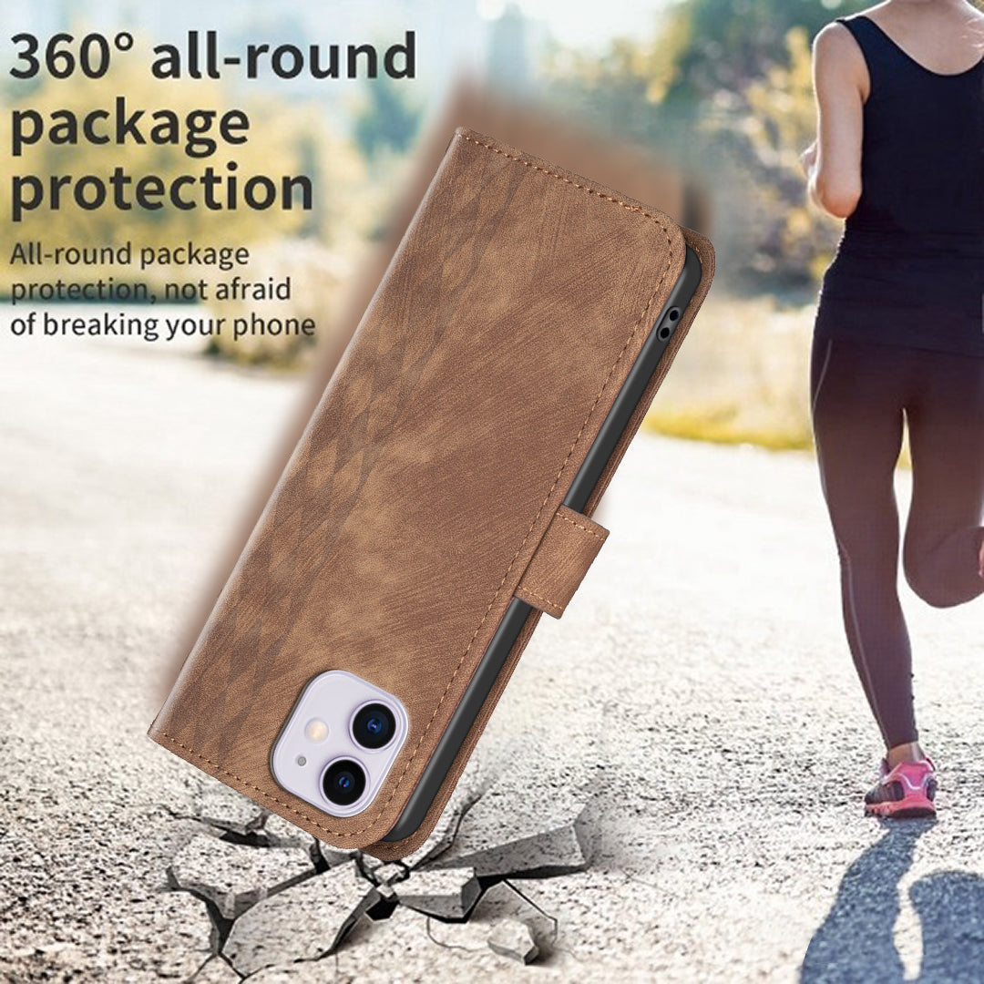 PU Leather Cover for iPhone 11 Bump Proof Imprinted Pattern Wallet Stand Phone Flip Case
