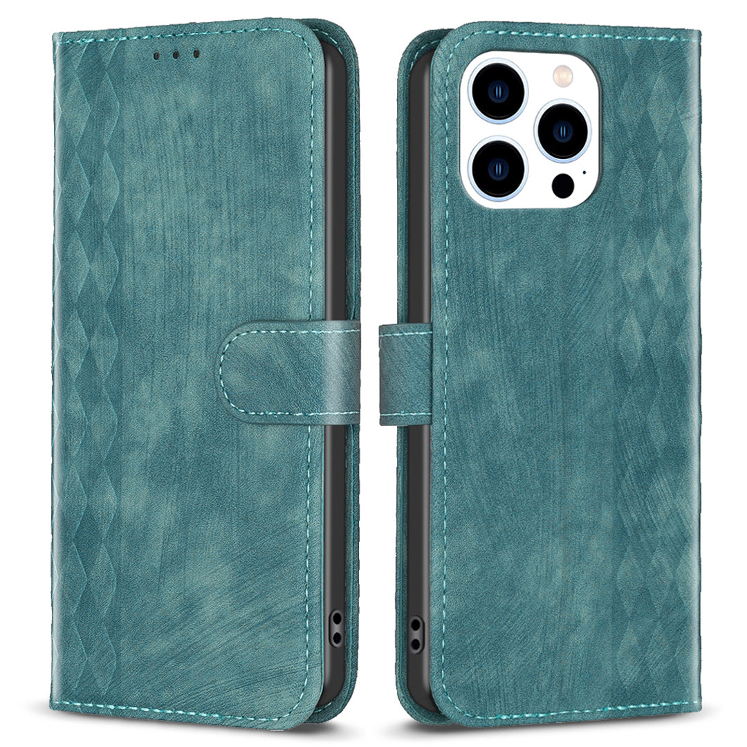 PU Leather Cover for iPhone 13 Pro 6.1 inch Wallet Stand Scratch Proof Imprinted Pattern Flip Phone Case