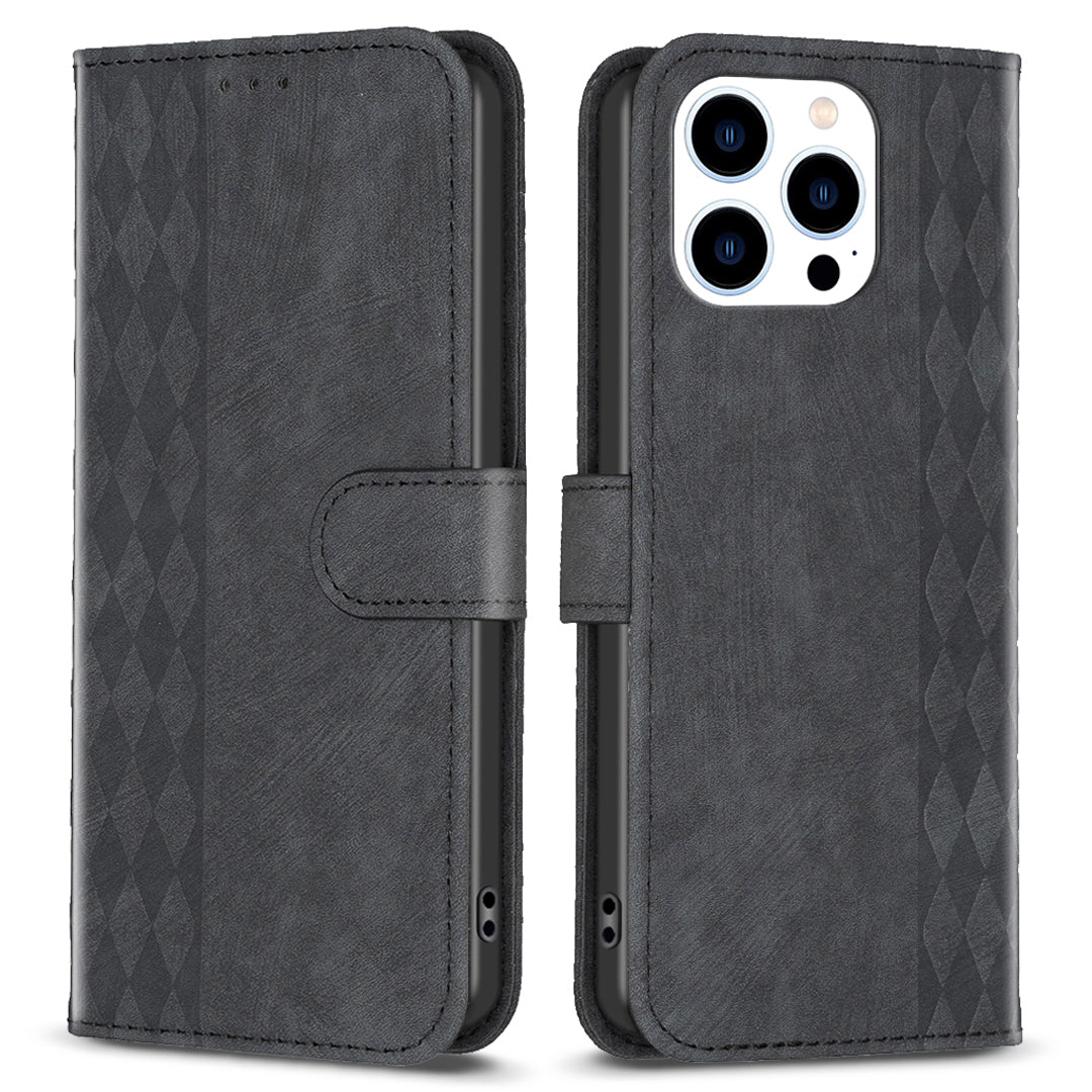 PU Leather Cover for iPhone 13 Pro 6.1 inch Wallet Stand Scratch Proof Imprinted Pattern Flip Phone Case