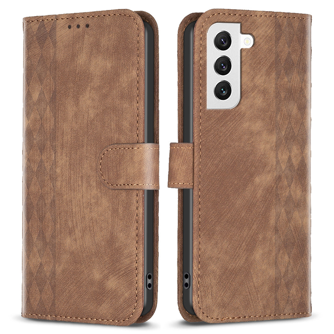 Phone Case for Samsung Galaxy S22+ 5G Wallet Imprinting Pattern Magnetic Closure Stand Cover