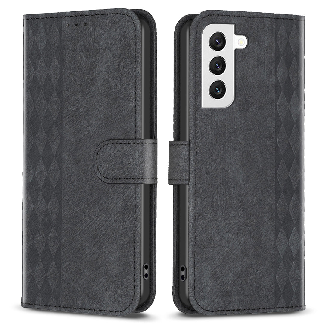 Phone Case for Samsung Galaxy S22+ 5G Wallet Imprinting Pattern Magnetic Closure Stand Cover