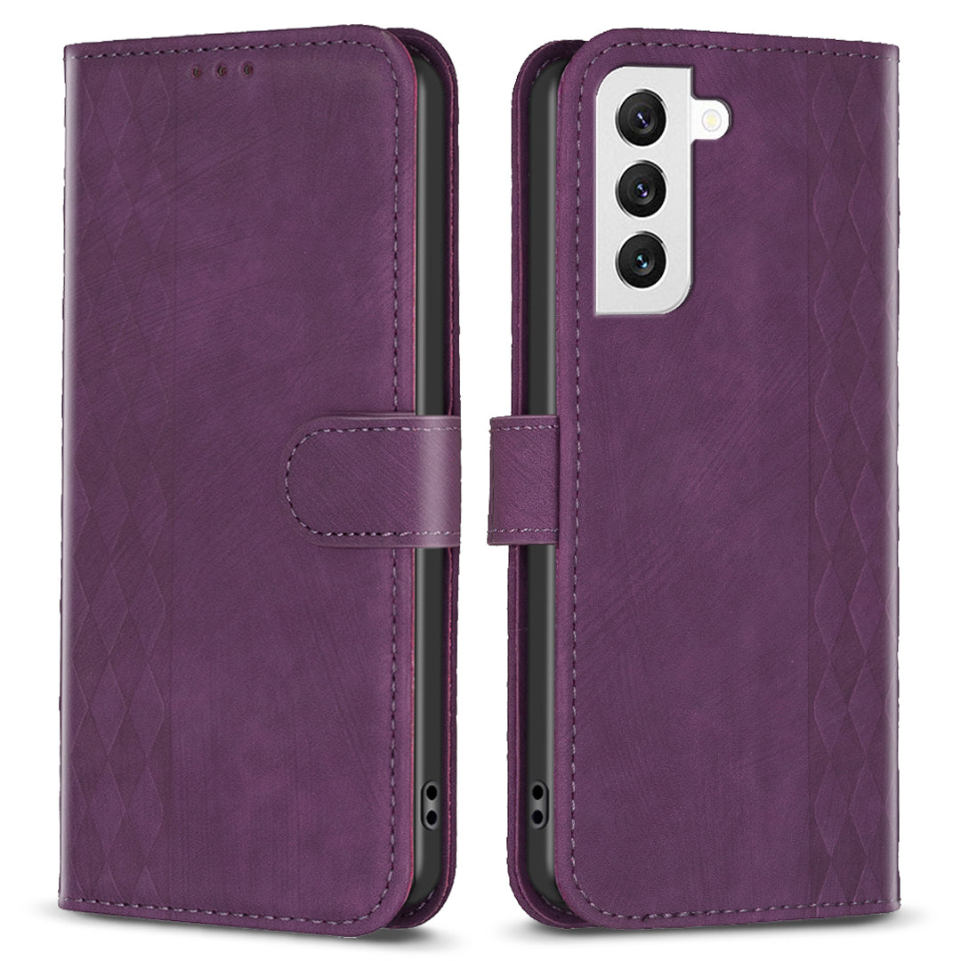 Phone Case for Samsung Galaxy S22+ 5G Wallet Imprinting Pattern Magnetic Closure Stand Cover