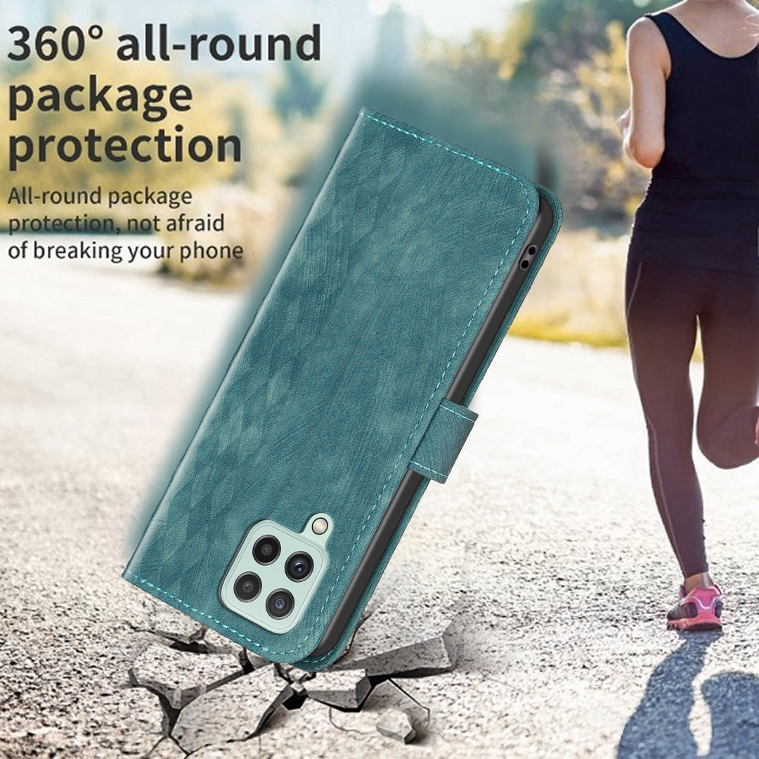 For Samsung Galaxy A12 PU Leather+TPU Flip Cover Imprinted Pattern Shockproof Wallet Phone Case