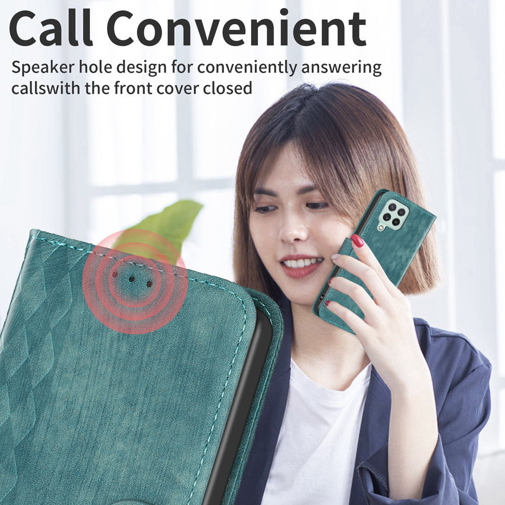 For Samsung Galaxy A12 PU Leather+TPU Flip Cover Imprinted Pattern Shockproof Wallet Phone Case
