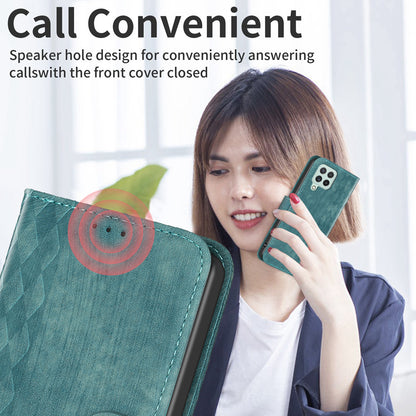 For Samsung Galaxy A12 PU Leather+TPU Flip Cover Imprinted Pattern Shockproof Wallet Phone Case