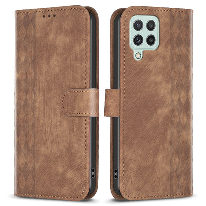 For Samsung Galaxy A12 PU Leather+TPU Flip Cover Imprinted Pattern Shockproof Wallet Phone Case