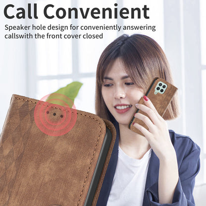 For Samsung Galaxy A12 PU Leather+TPU Flip Cover Imprinted Pattern Shockproof Wallet Phone Case