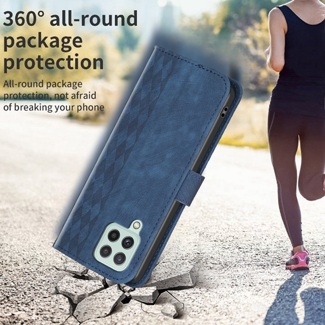 For Samsung Galaxy A12 PU Leather+TPU Flip Cover Imprinted Pattern Shockproof Wallet Phone Case