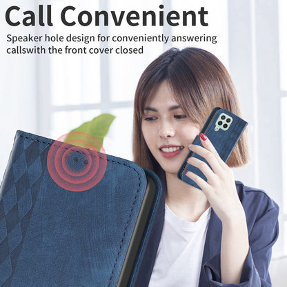 For Samsung Galaxy A12 PU Leather+TPU Flip Cover Imprinted Pattern Shockproof Wallet Phone Case