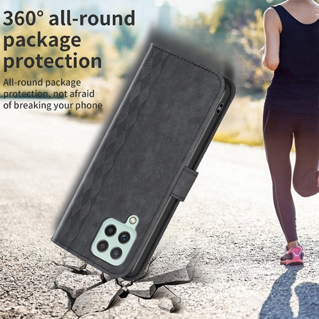 For Samsung Galaxy A12 PU Leather+TPU Flip Cover Imprinted Pattern Shockproof Wallet Phone Case