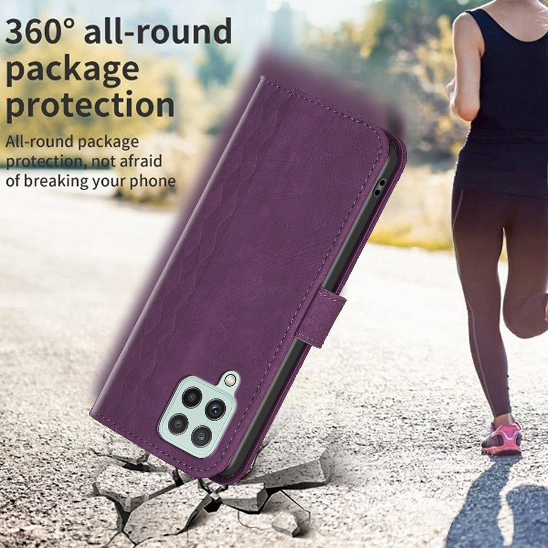 For Samsung Galaxy A12 PU Leather+TPU Flip Cover Imprinted Pattern Shockproof Wallet Phone Case