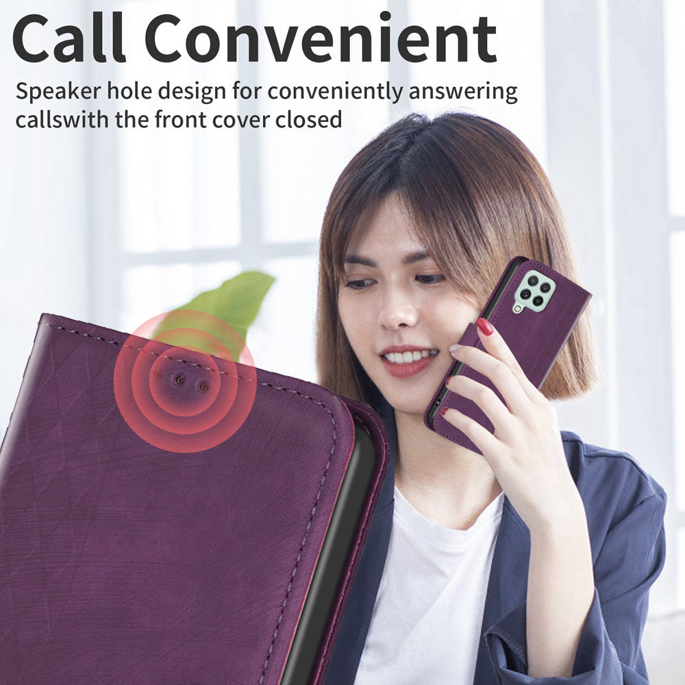 For Samsung Galaxy A12 PU Leather+TPU Flip Cover Imprinted Pattern Shockproof Wallet Phone Case