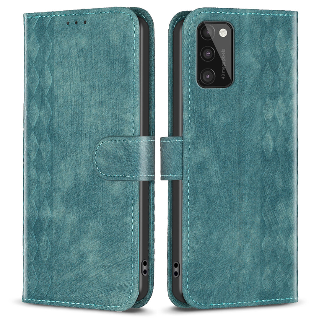 For Samsung Galaxy A41 (Global Version) Imprinting Pattern Cover Stand Wallet Magnetic Clasp Phone Case